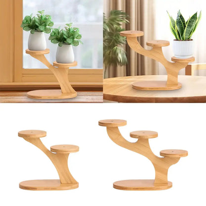 Modern bamboo tree flower pot stand living room tiered display