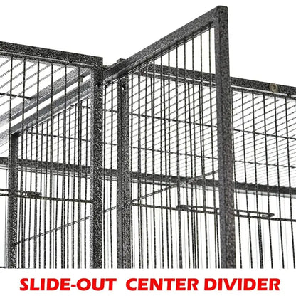 Wrought iron black double flight bird cage with breeding nest doors