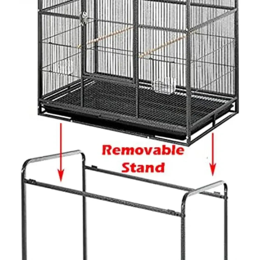 Wrought iron black double flight bird cage with breeding nest doors