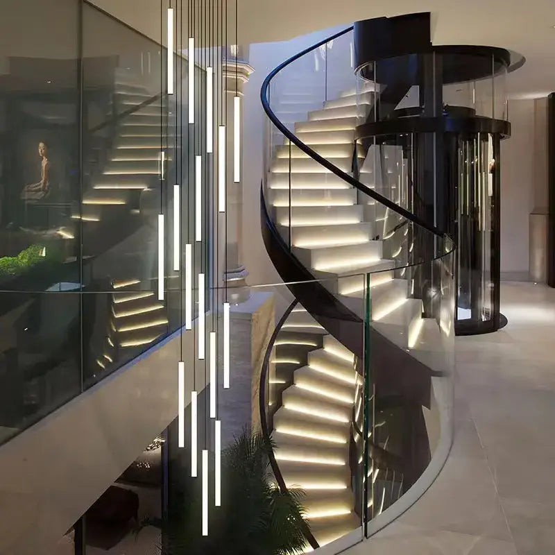 Modern black spiral led ceiling chandelier dining room light