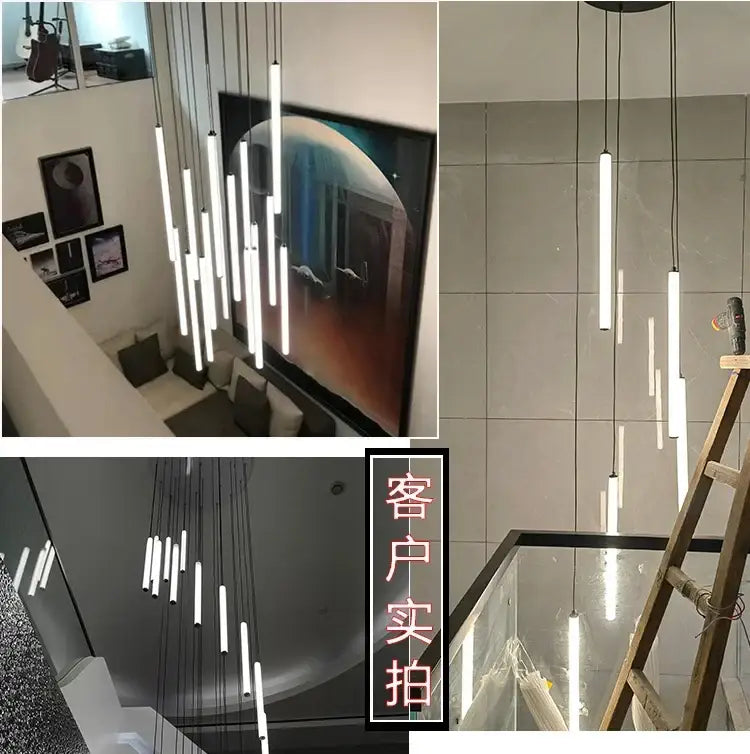 Modern black spiral led ceiling chandelier dining room light