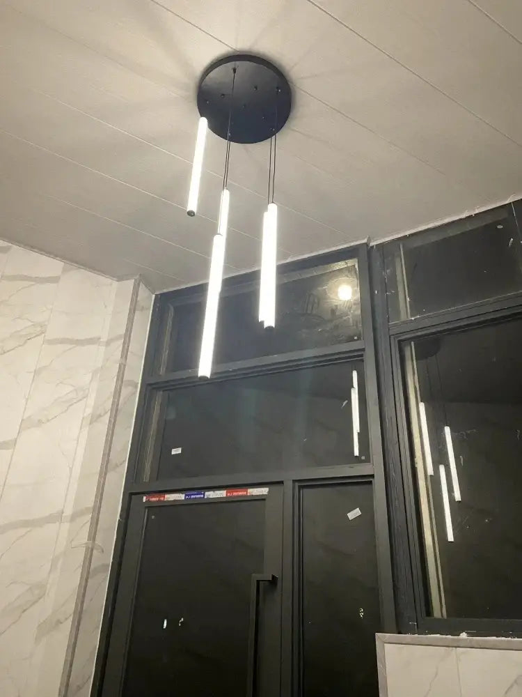 Modern black spiral led chandelier dining room pendant light