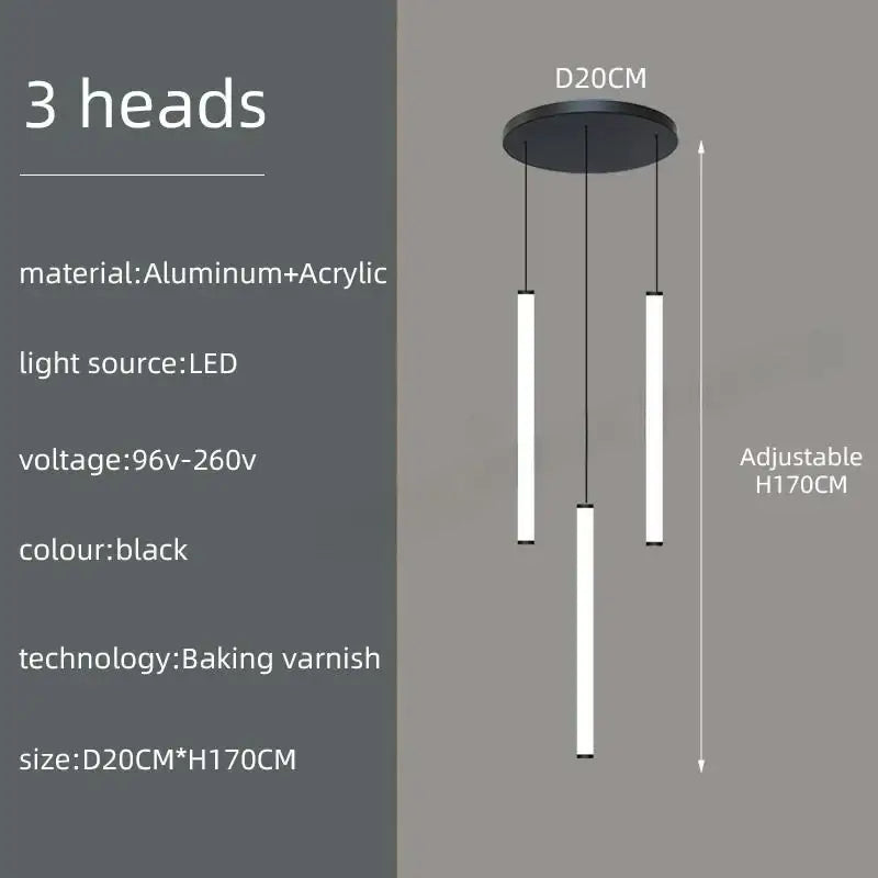 Modern black spiral led chandelier dining room pendant light