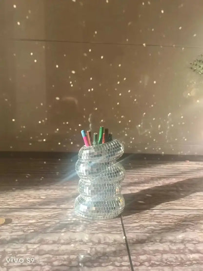 Silver mosaic plastic spiral flower vase living room decor