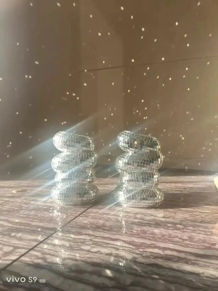 Silver mosaic plastic spiral flower vase living room decor