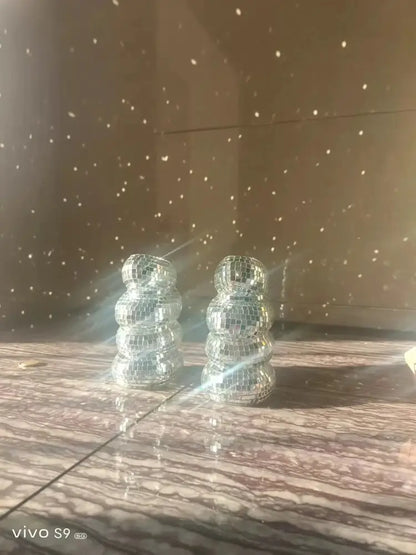 Silver mosaic plastic spiral flower vase living room decor