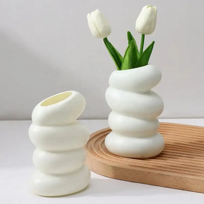 Modern sculptural spiral white vase living room ceramic decor