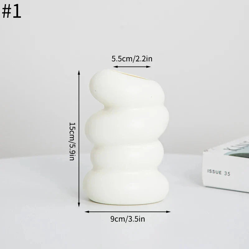DecorBites™ Spiral White Vase for Home Decoration