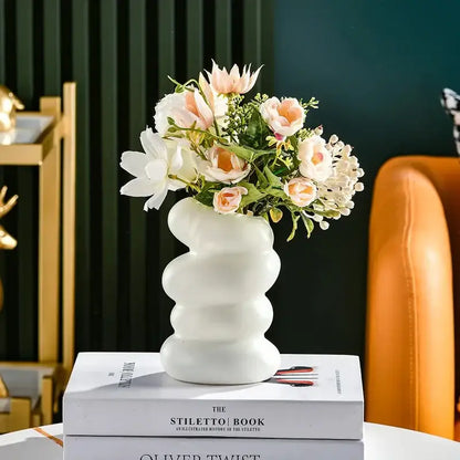 Modern spiral white vase living room ceramic decor