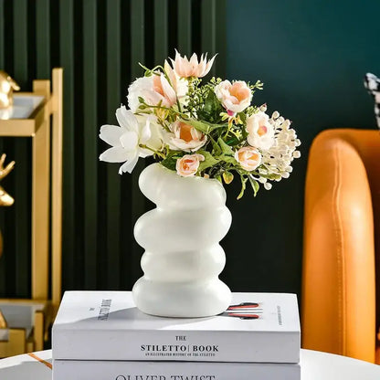 Modern spiral white vase living room ceramic decor