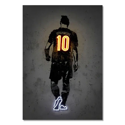 Zlatan ibrahimovic orange and blue sports stars neon wall art bedroom