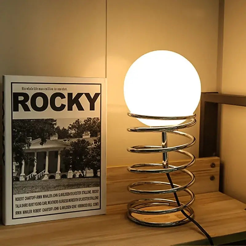Bauhaus chrome spring glass table lamp bedroom ambient light
