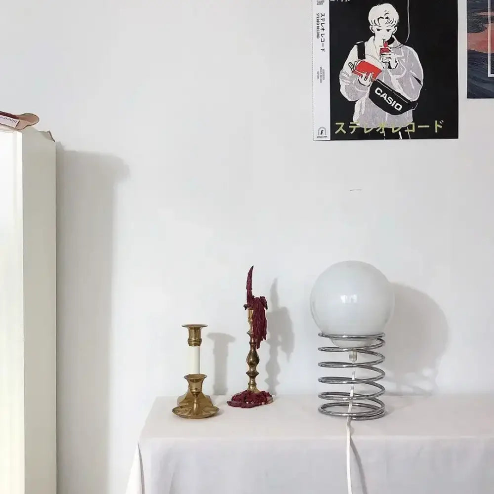Bauhaus chrome spring glass table lamp bedroom ambient light