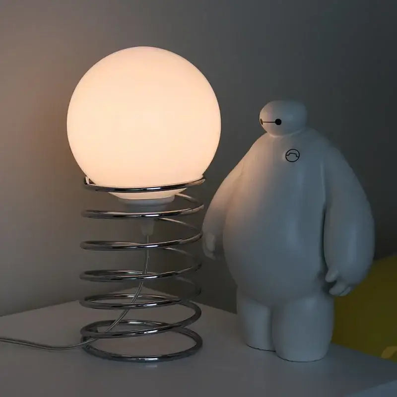 Bauhaus chrome spring glass table lamp bedroom ambient light