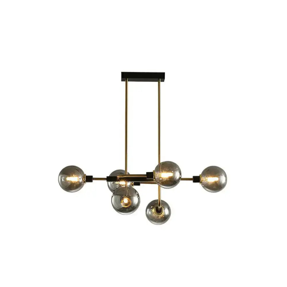 Modern black & chrome sputnik hanging island light dining room