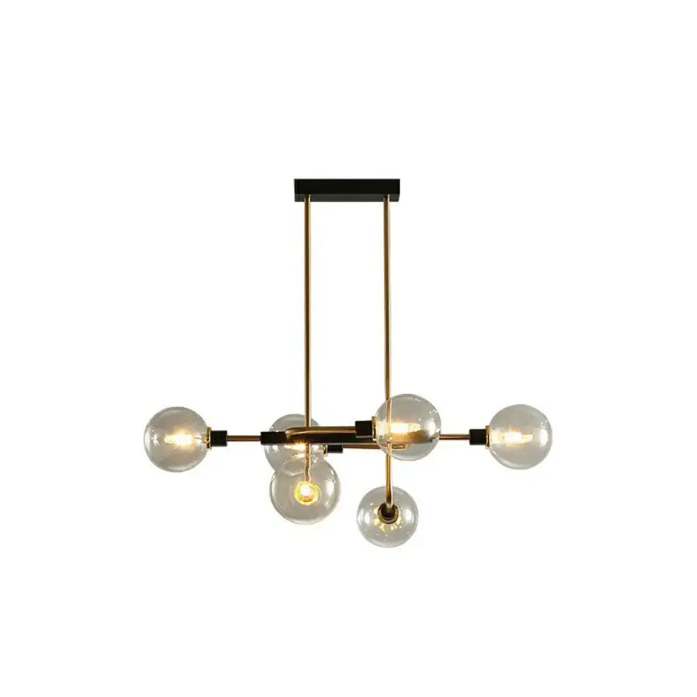 Modern black & chrome sputnik hanging island light dining room