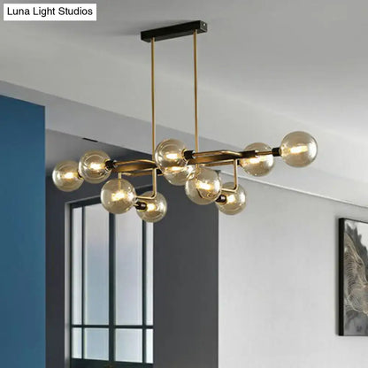 Modern black & chrome sputnik hanging island light dining room
