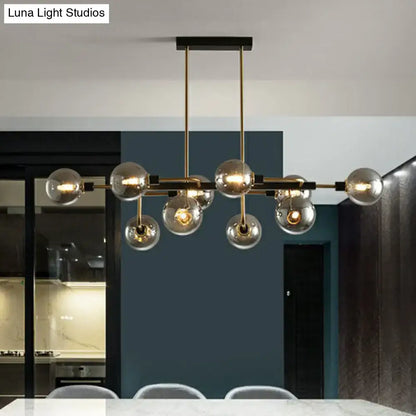 Modern black & chrome sputnik hanging island light dining room