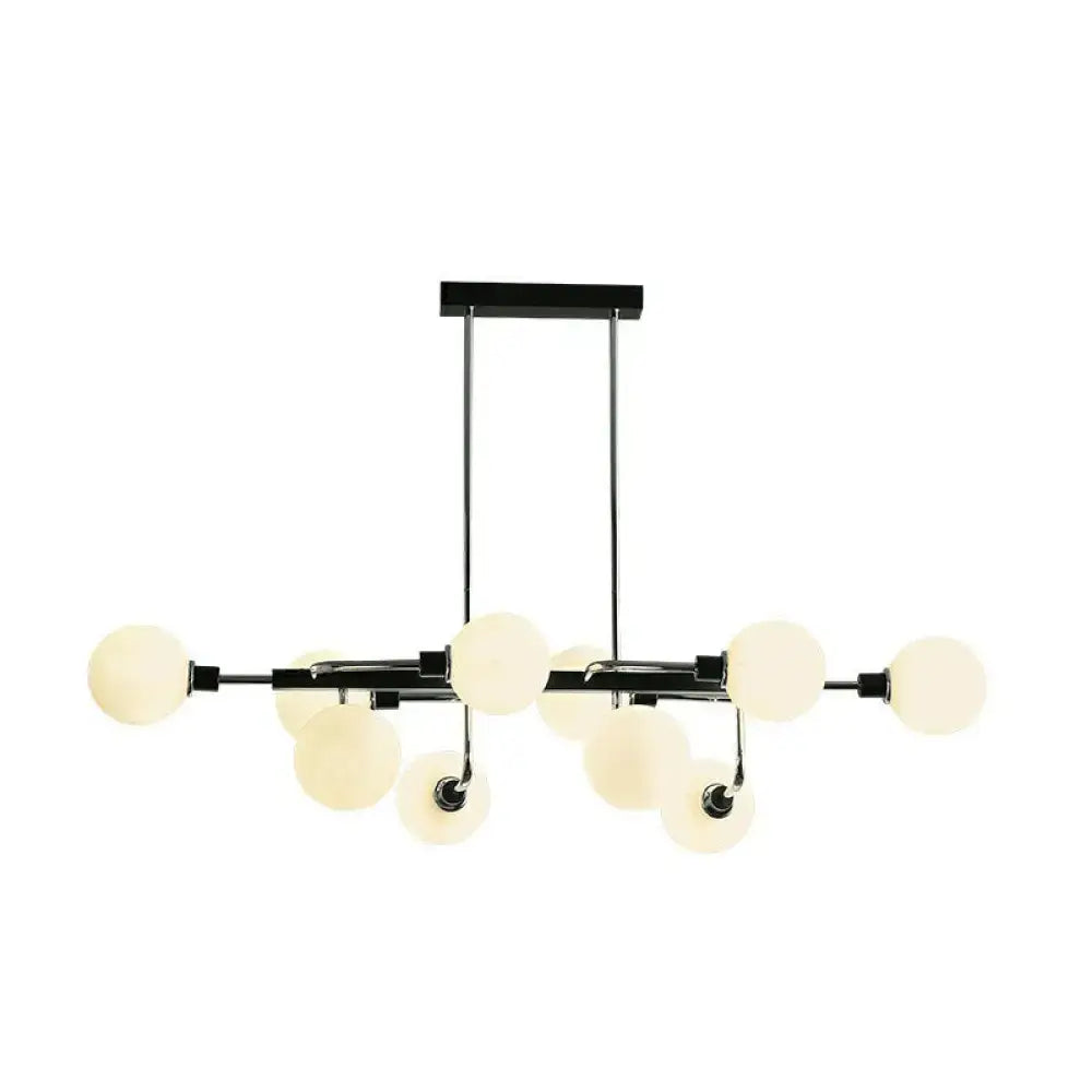 Modern black & chrome sputnik hanging island light dining room