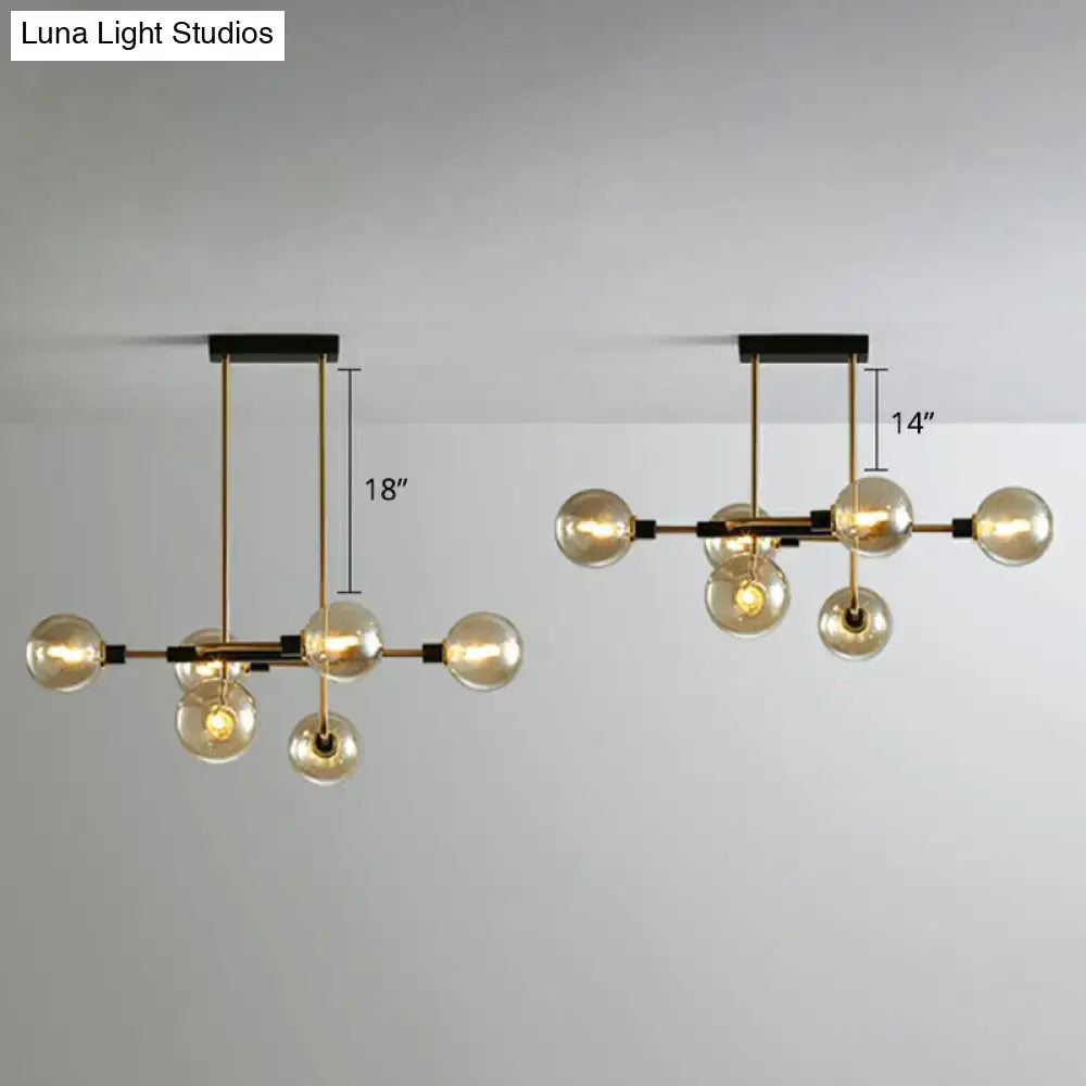 Modern black & chrome sputnik hanging island light dining room