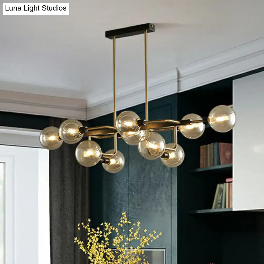 Modern black & chrome sputnik hanging island light dining room