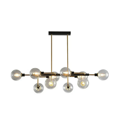 Modern black & chrome sputnik hanging island light dining room