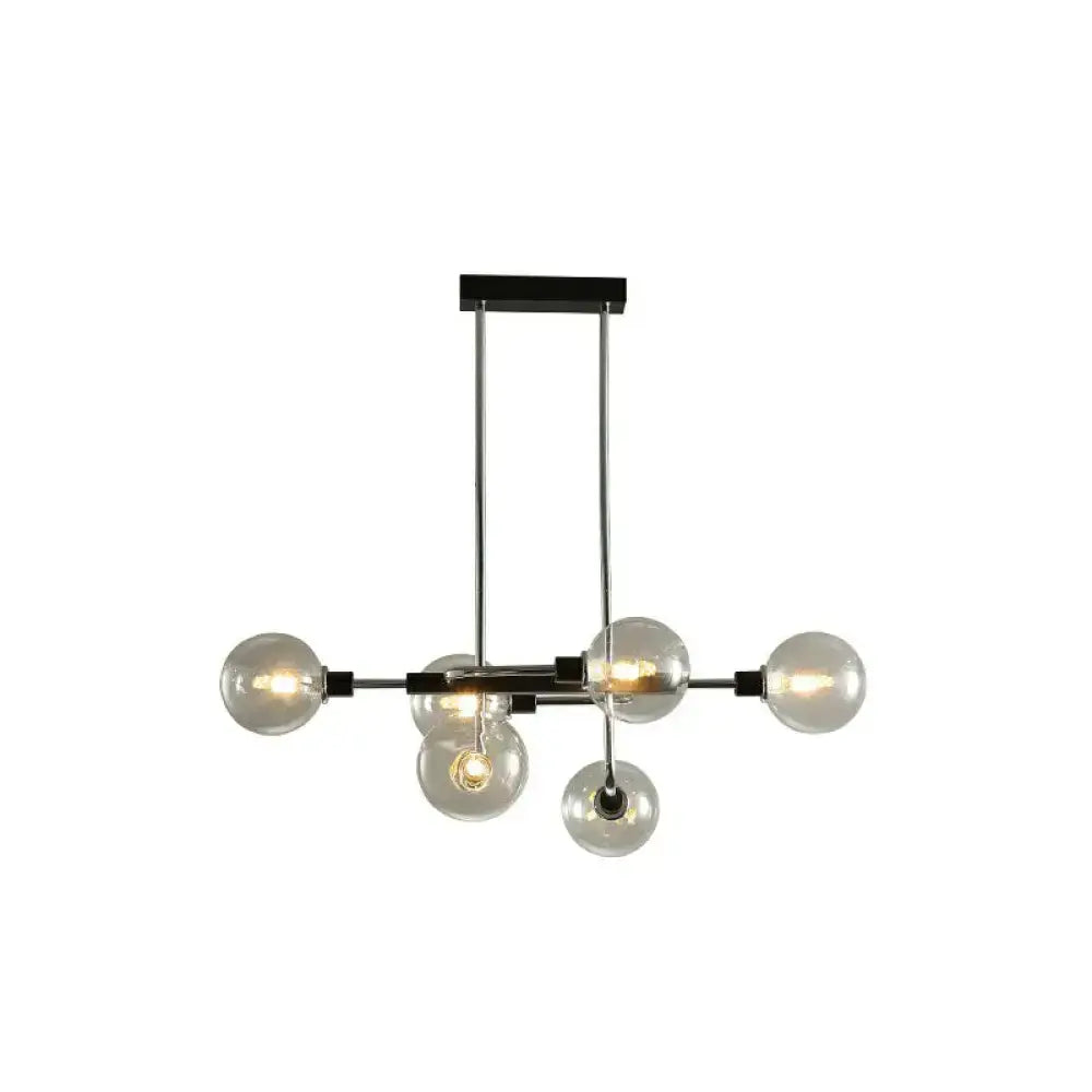Modern black & chrome sputnik hanging island light dining room