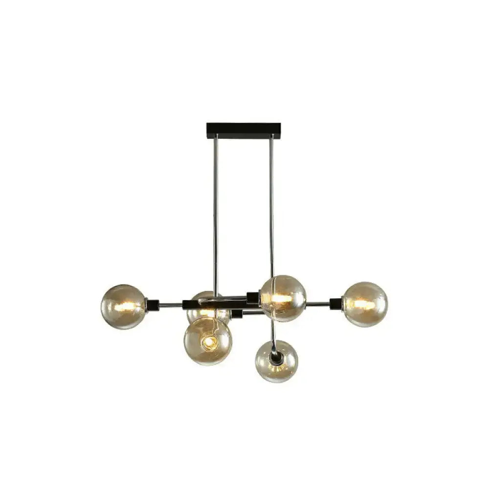 Modern black & chrome sputnik hanging island light dining room