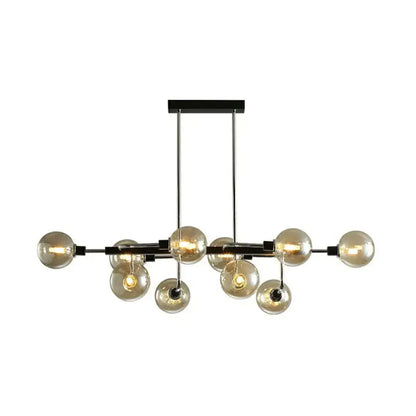 Modern black & chrome sputnik hanging island light dining room