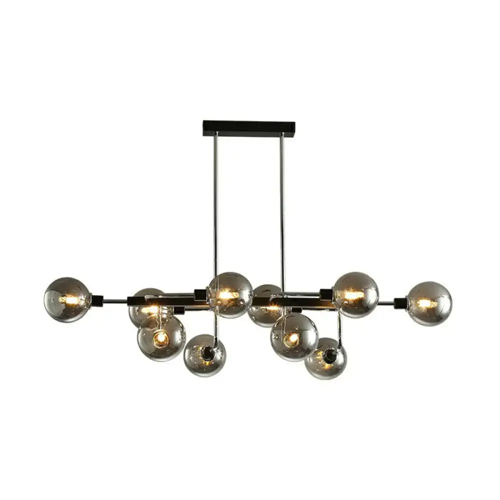 Modern black & chrome sputnik hanging island light dining room
