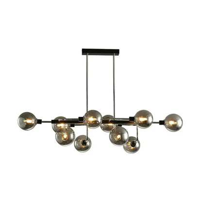 Modern black & chrome sputnik hanging island light dining room