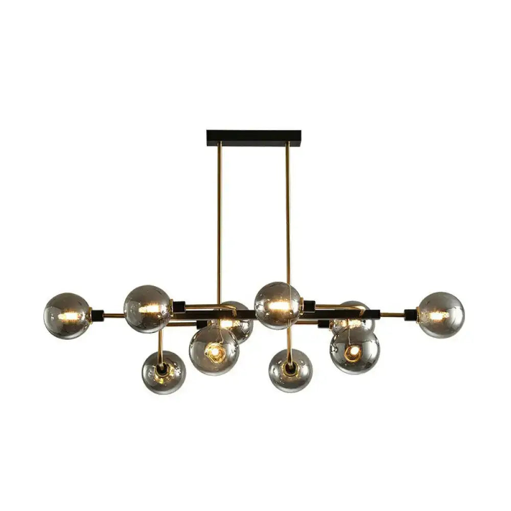 Modern black & chrome sputnik hanging island light dining room