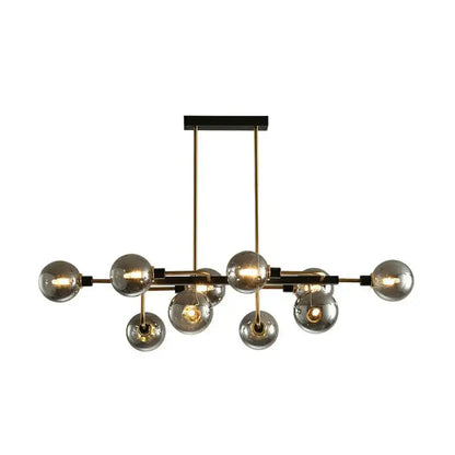 Modern black & chrome sputnik hanging island light dining room