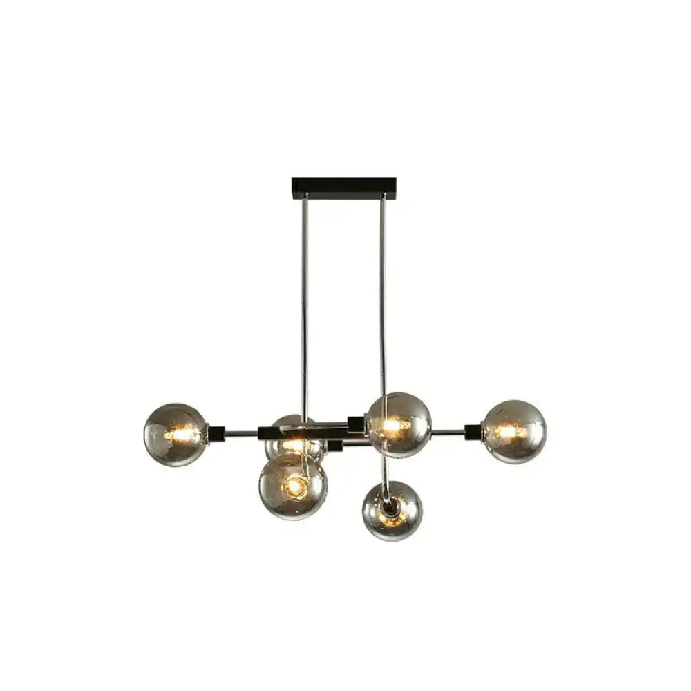 Modern black & chrome sputnik hanging island light dining room