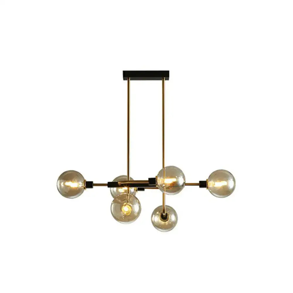 Modern black & chrome sputnik hanging island light dining room