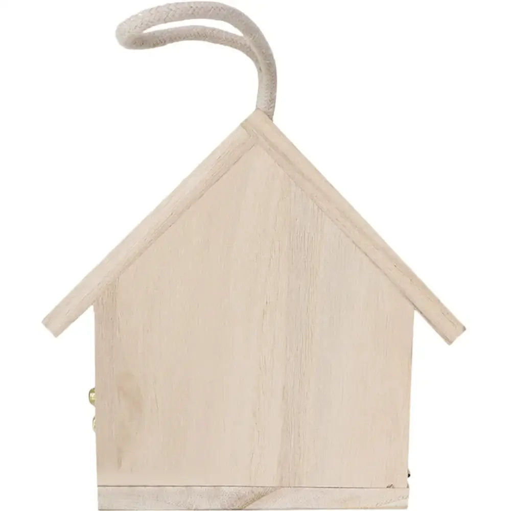 Light wooden bird house nesting box garden feature with perch
