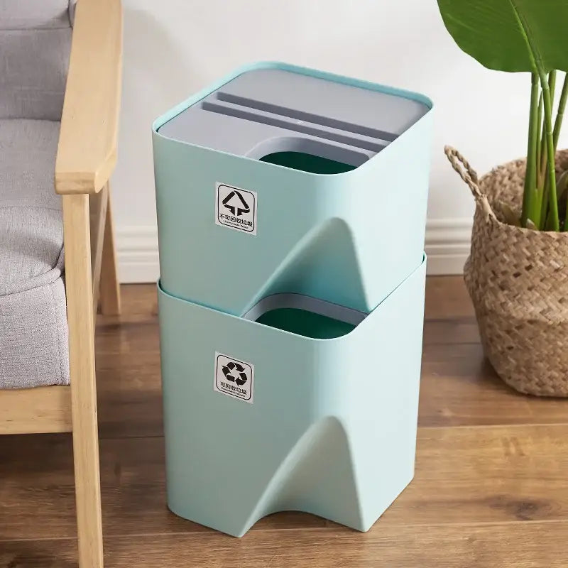 stackable trash white & gray kitchen recycling bin