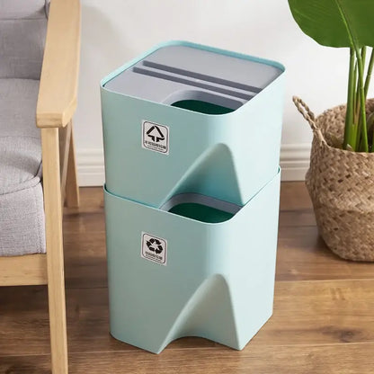 stackable trash white & gray kitchen recycling bin