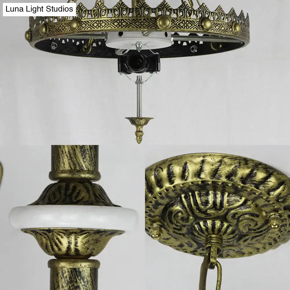 Antique brass lodge leaf stained glass bowl kitchen chandelier