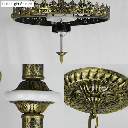 Antique brass lodge leaf stained glass bowl kitchen chandelier