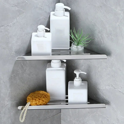 Modern stainless steel silver corner shower shelf bathroom caddy