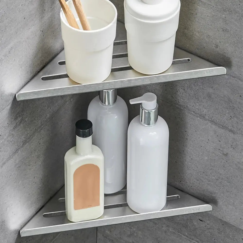 Modern stainless steel silver corner shower shelf bathroom caddy