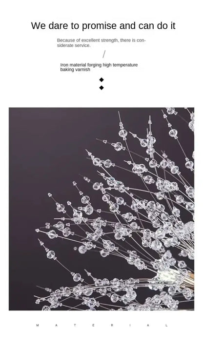 Modern golden dandelion crystal pendant light for dining room