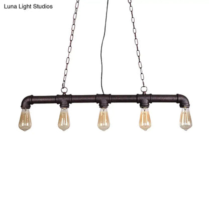Industrial steampunk black island pendant light dining room e26