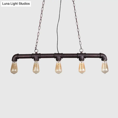 Industrial steampunk black island pendant light dining room e26