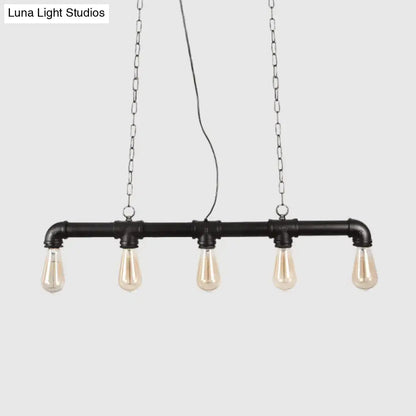 Industrial steampunk black island pendant light dining room e26