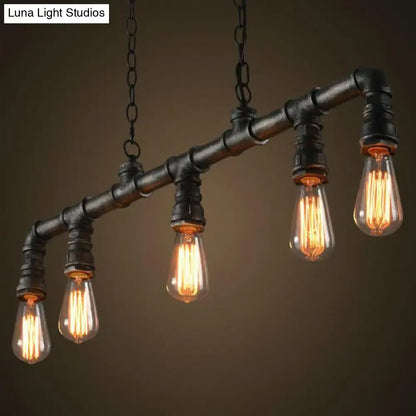 Industrial steampunk metal water pipe pendant light dining room