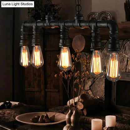 Industrial steampunk metal water pipe pendant light dining room