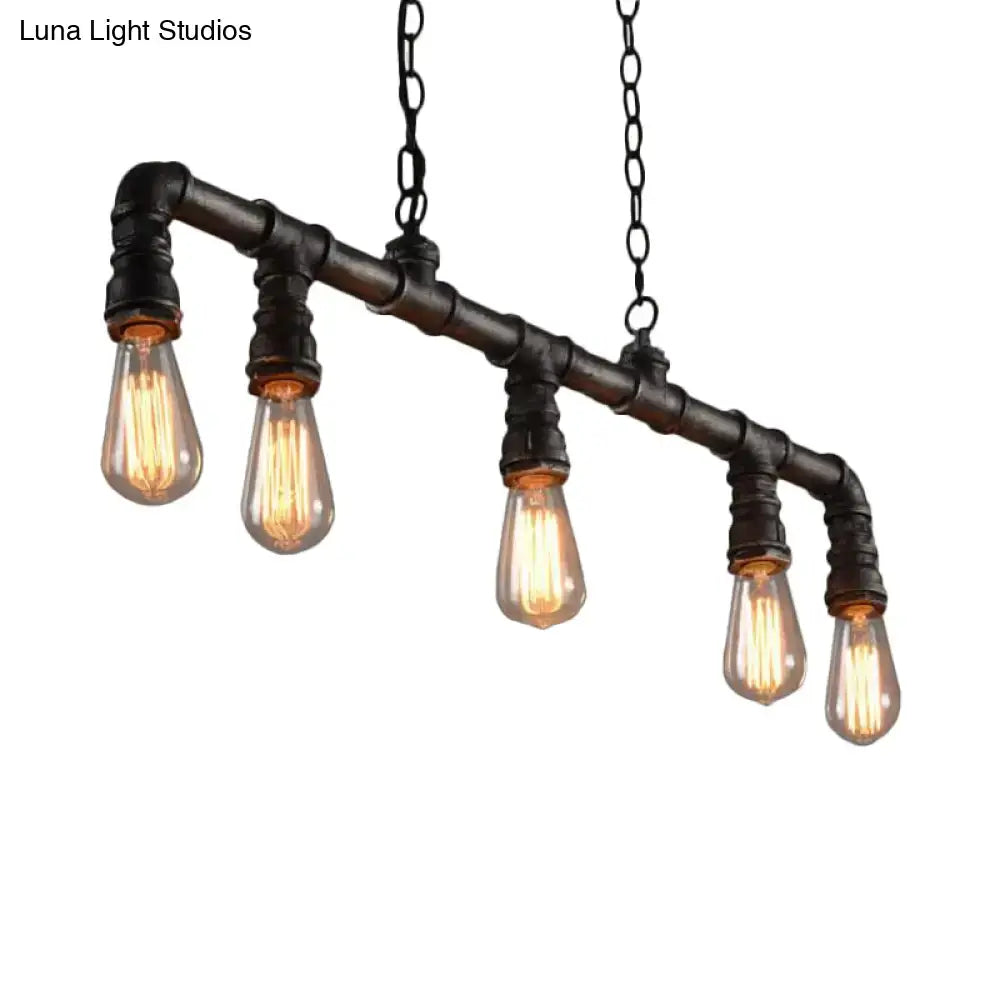 Industrial steampunk metal water pipe pendant light dining room