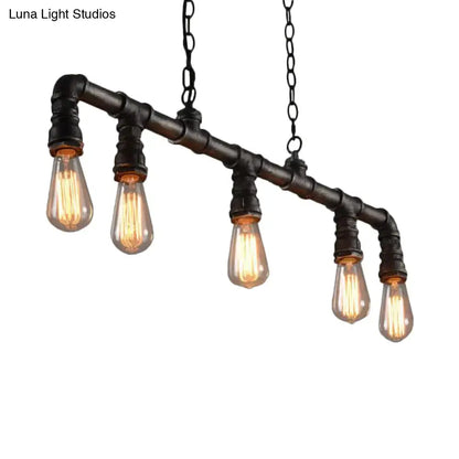 Industrial steampunk metal water pipe pendant light dining room